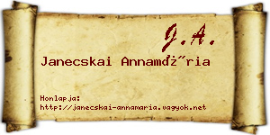 Janecskai Annamária névjegykártya